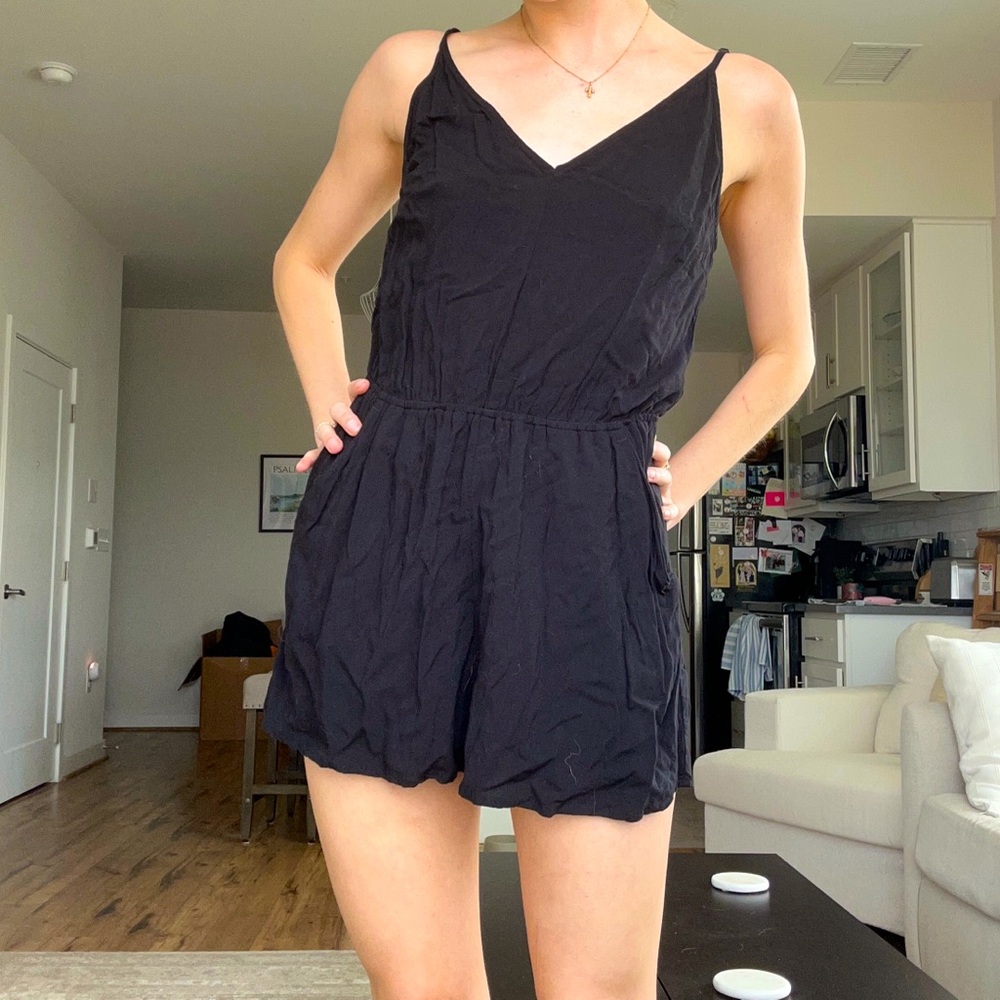 Black V-Neck Romper